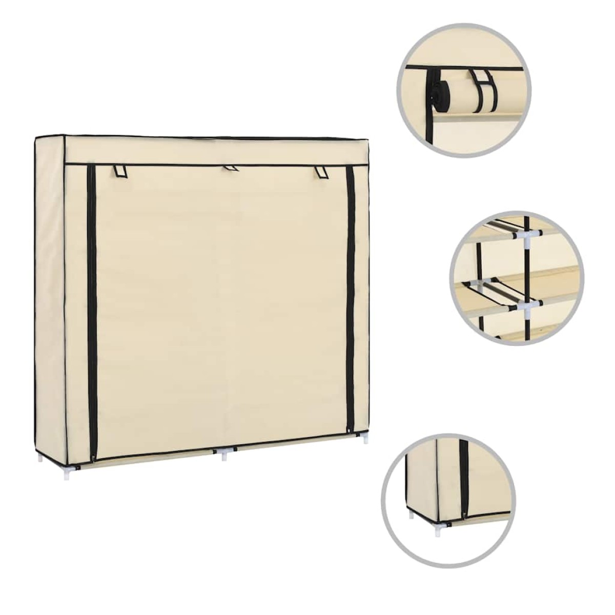 282433 vidaXL Shoe Cabinet with Cover Cream 115x28x110 cm Fabric