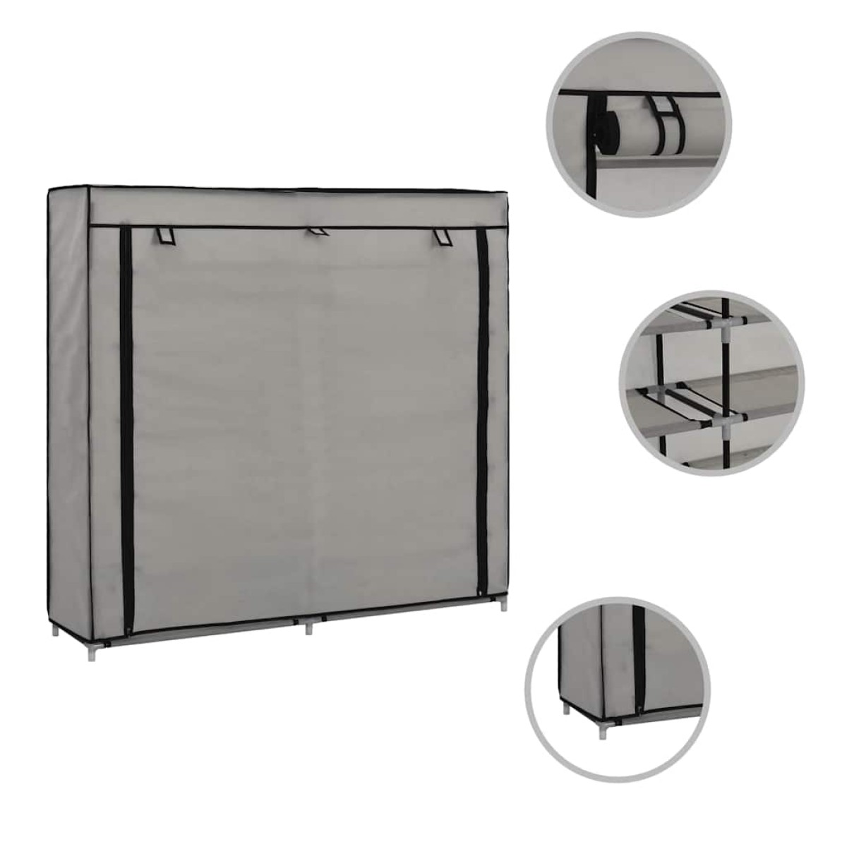 282434 vidaXL Shoe Cabinet with Cover Grey 115x28x110 cm Fabric
