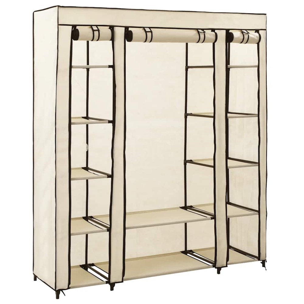 vidaXL Ντουλάπα με Ράφια / Σωλήνες Κρεμ 150x45x176 εκ. Υφασμάτινη