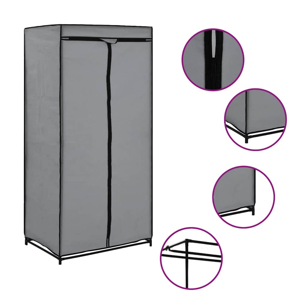 282440 vidaXL Wardrobe Grey 75x50x160 cm