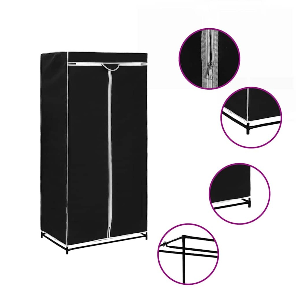 282441 vidaXL Wardrobes 2 pcs Black 75x50x160 cm