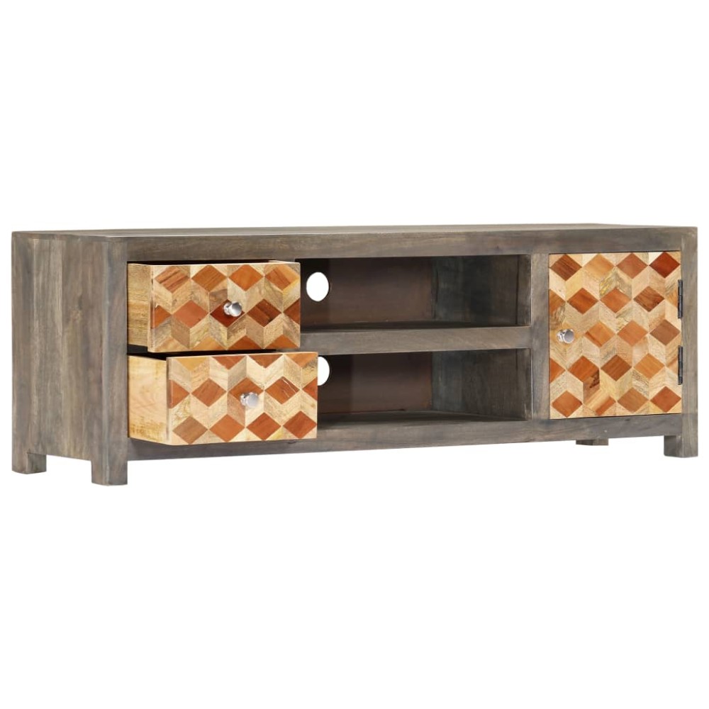 vidaXL Έπιπλο Τηλεόρασης Γκρι 120x30x40 εκ. από Μασίφ Ξύλο Μάνγκο