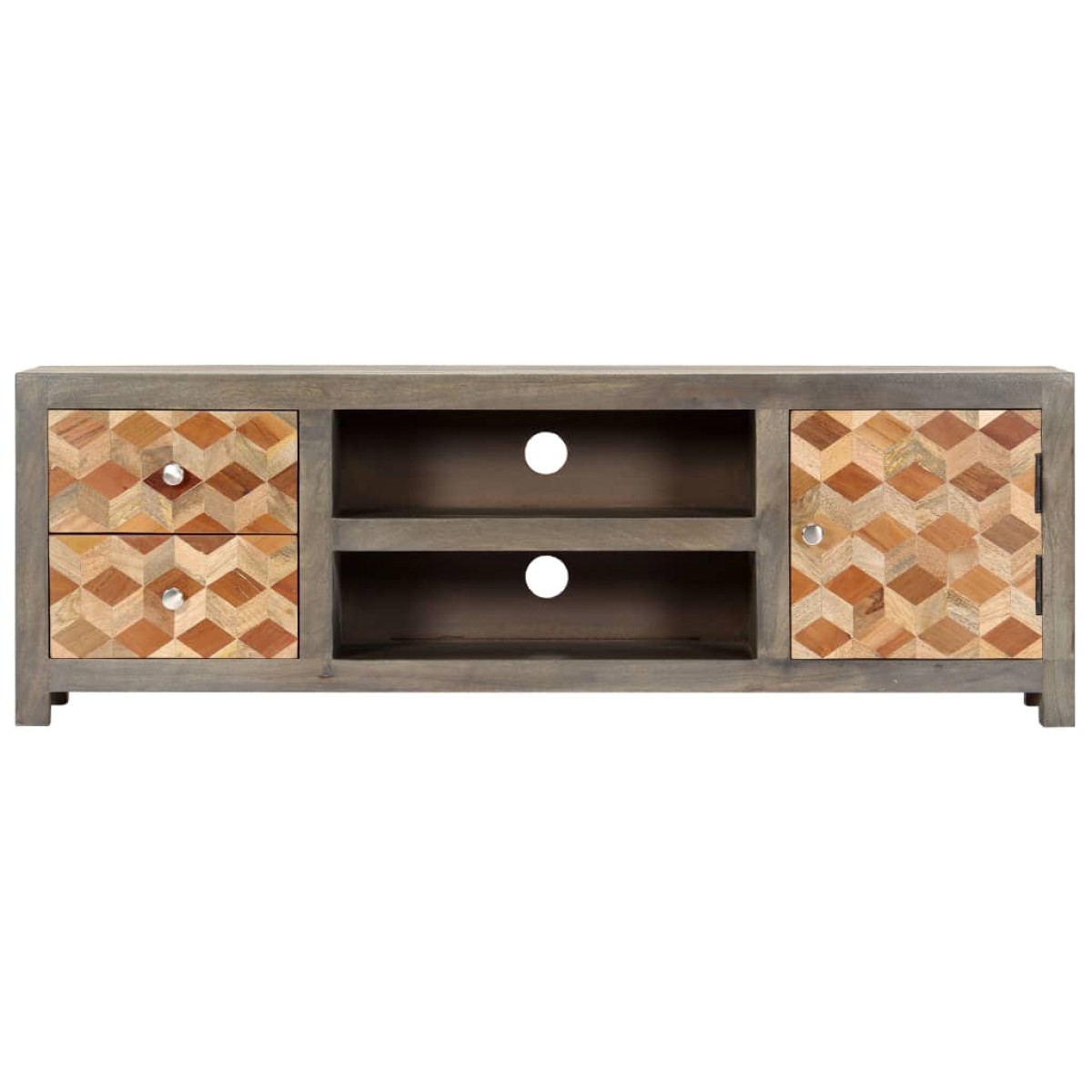 vidaXL Έπιπλο Τηλεόρασης Γκρι 120x30x40 εκ. από Μασίφ Ξύλο Μάνγκο