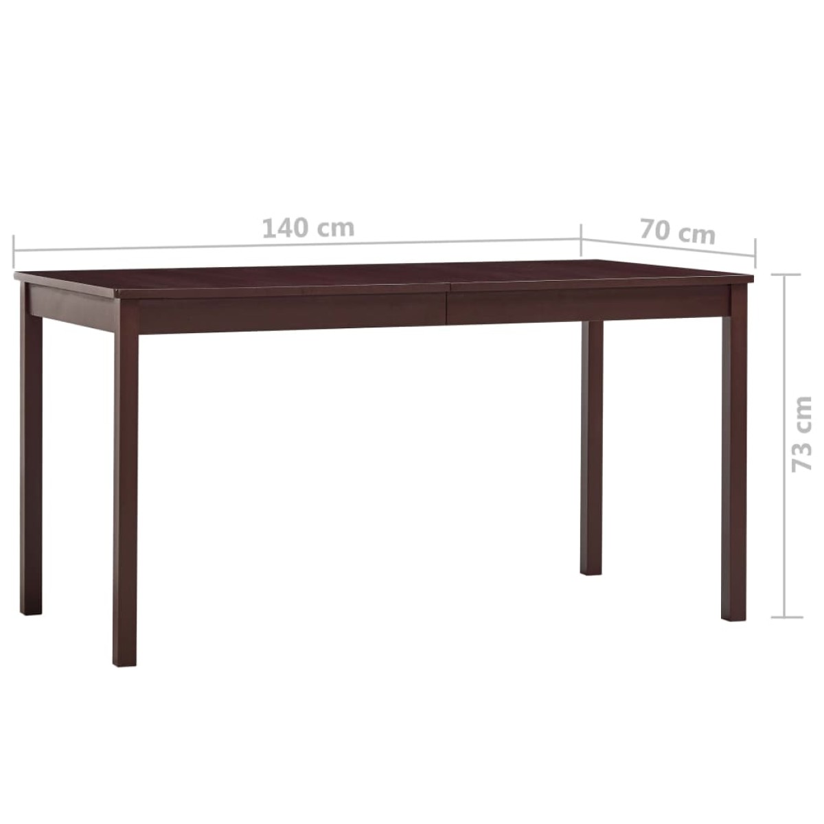 vidaXL Τραπεζαρία Σκούρο Καφέ 140 x 70 x 73 εκ. από Ξύλο Πεύκου