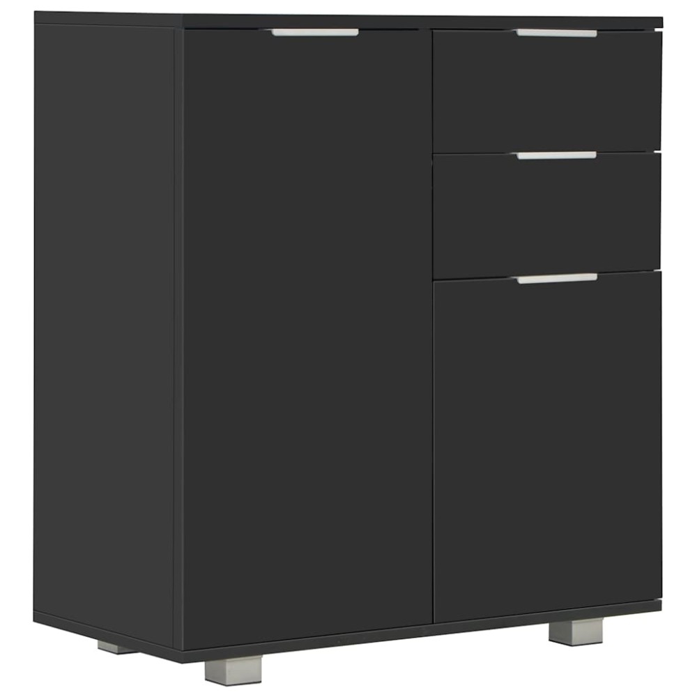 vidaXL Μπουφές Ψηλός Γυαλιστερός Μαύρος 71x35x80εκ. Επεξεργασμένο Ξύλο
