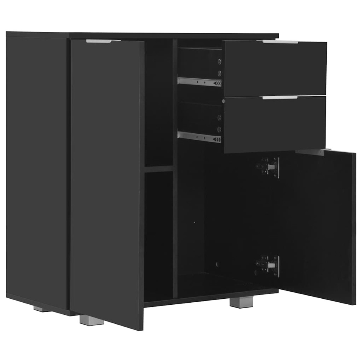 vidaXL Μπουφές Ψηλός Γυαλιστερός Μαύρος 71x35x80 εκ. Μοριοσανίδα