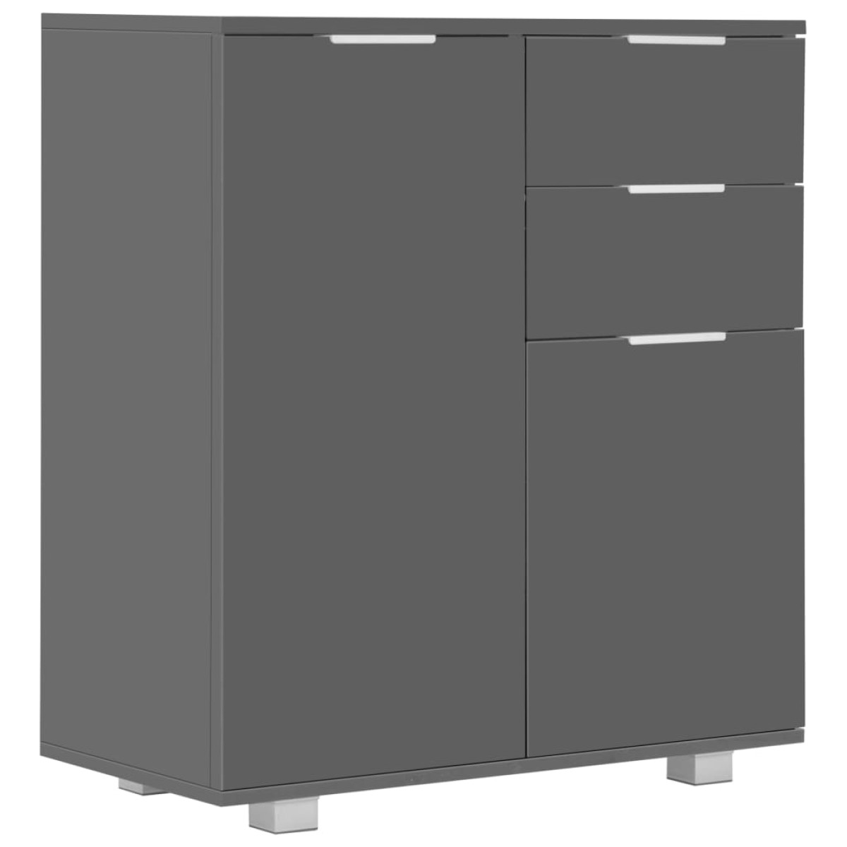 vidaXL Μπουφές Ψηλός Γυαλιστερός Γκρι 71x35x80 εκ. Μοριοσανίδα