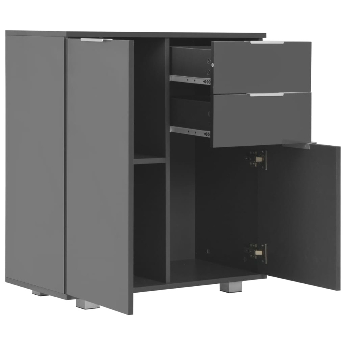 vidaXL Μπουφές Ψηλός Γυαλιστερός Γκρι 71x35x80 εκ. Μοριοσανίδα