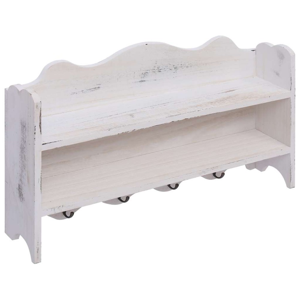 vidaXL Κρεμάστρα Τοίχου Λευκή 50 x 10 x 30 εκ. Ξύλινη