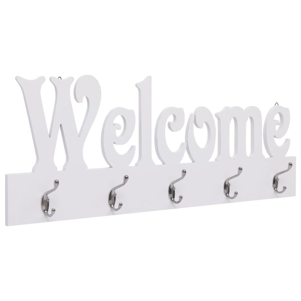 vidaXL Κρεμάστρα Τοίχου «WELCOME» Λευκή 74 x 29,5  εκ.