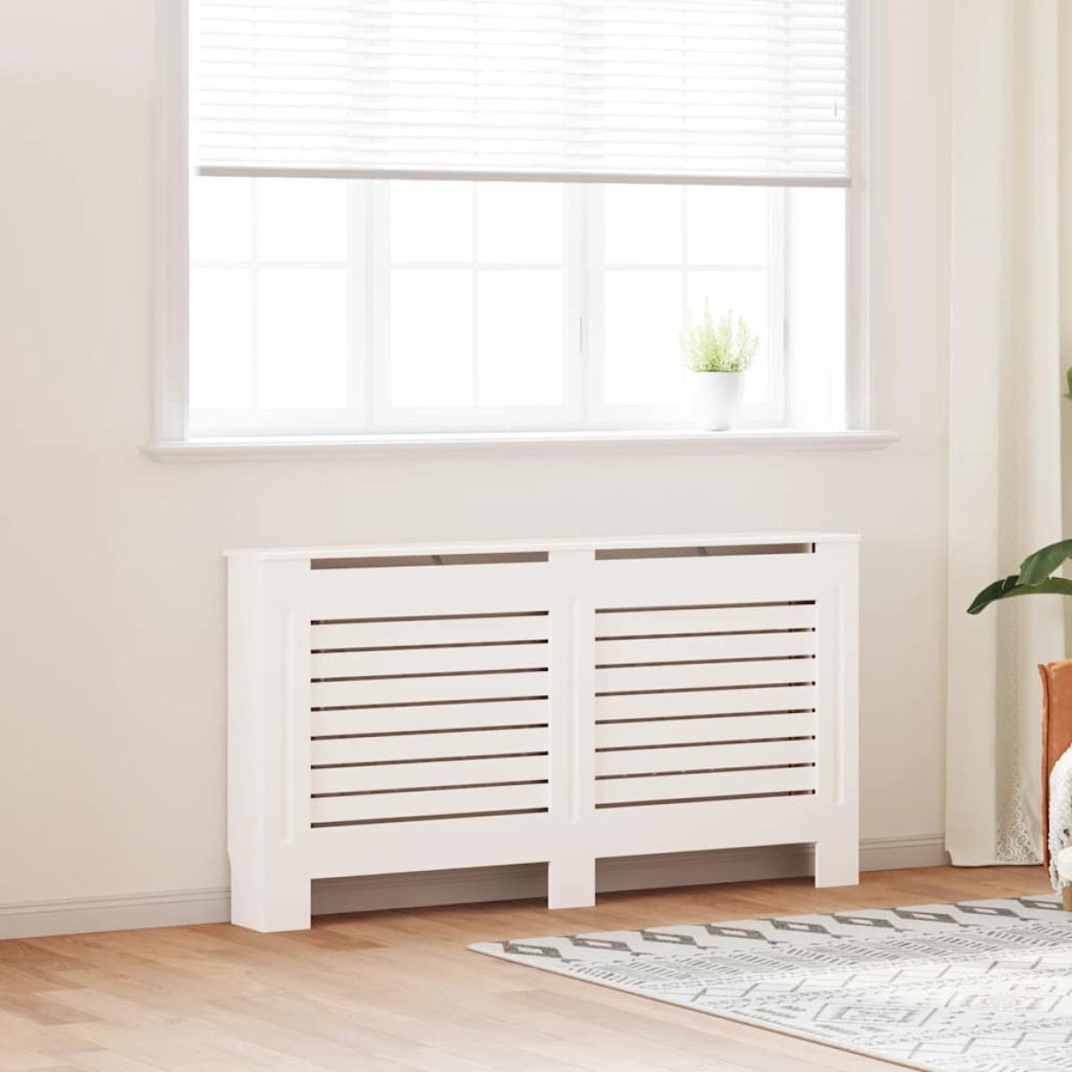 vidaXL Κάλυμμα Καλοριφέρ Λευκό 152 x 19 x 81,5 εκ. από MDF