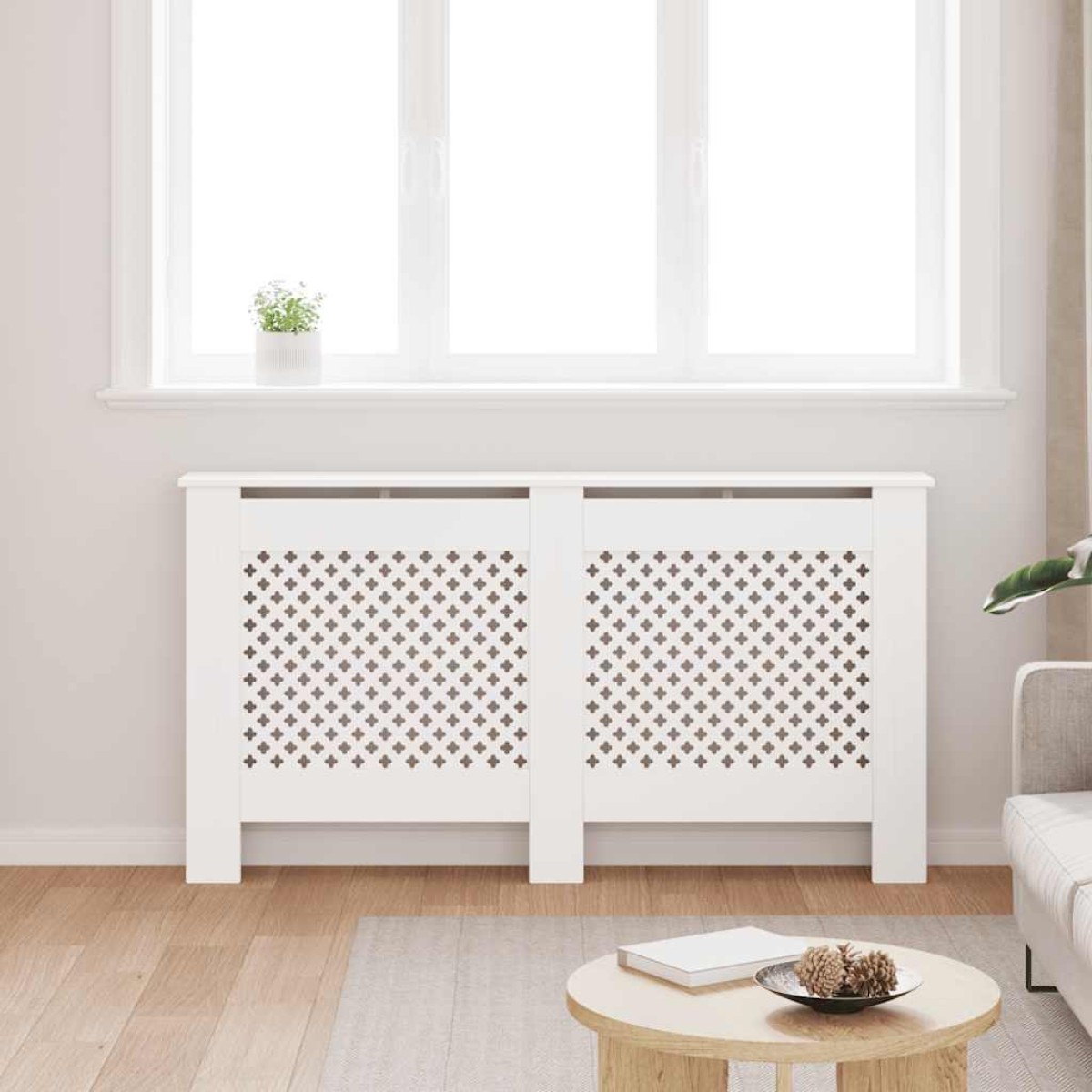 vidaXL Κάλυμμα Καλοριφέρ Λευκό 152 x 19 x 81,5 εκ. από MDF