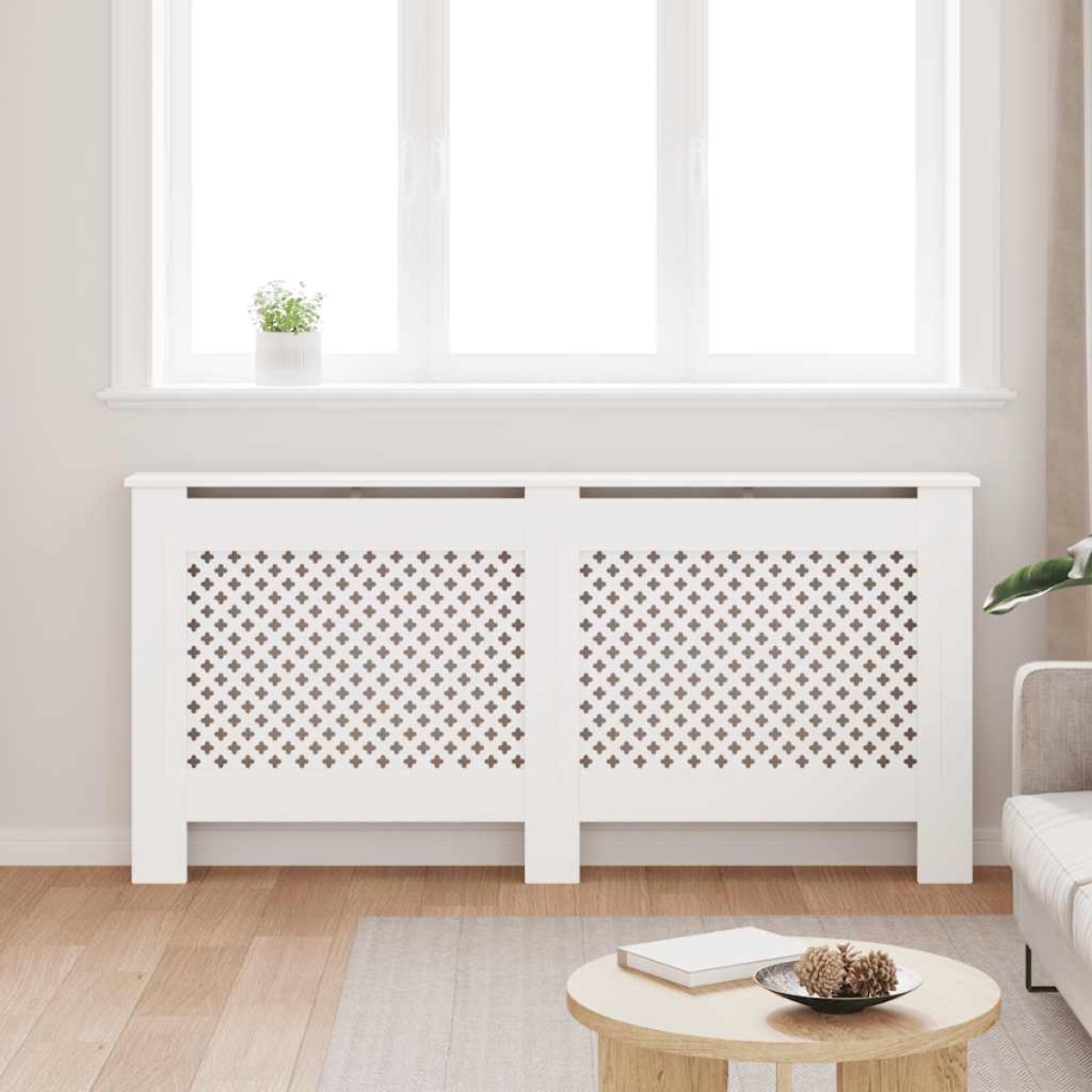 vidaXL Κάλυμμα Καλοριφέρ Λευκό 172 x 19 x 81,5 εκ. από MDF