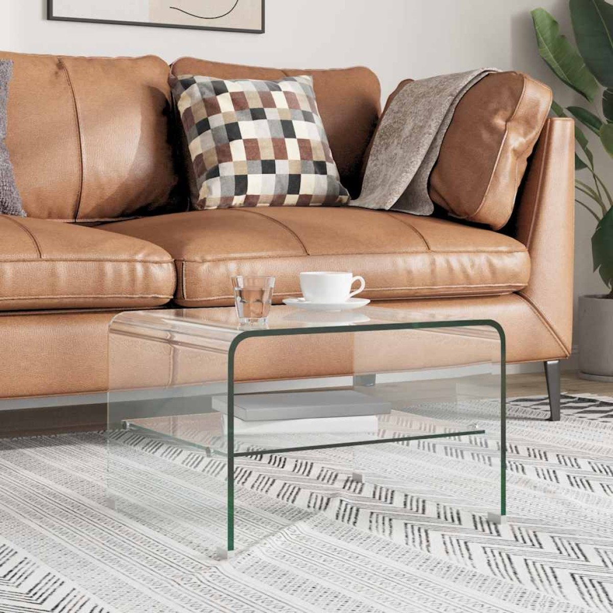 vidaXL Τραπεζάκι Σαλονιού Διάφανο 50 x 45 x 33 εκ. από Ψημένο Γυαλί