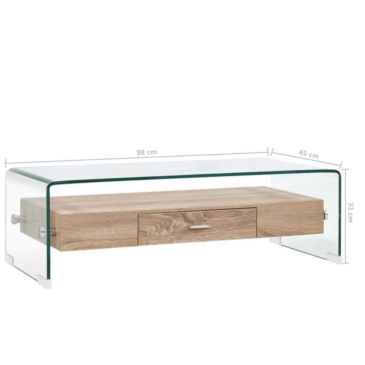 vidaXL Τραπεζάκι Σαλονιού Διάφανο 98 x 45 x 31 εκ. από Ψημένο Γυαλί