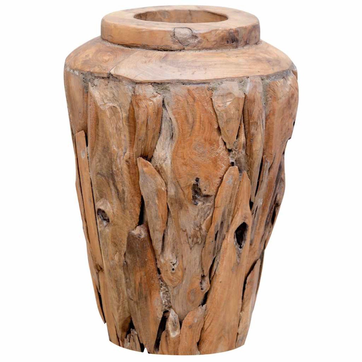 vidaXL Βάζο Διακοσμητικό 40 x 60 εκ. από Μασίφ Ξύλο Teak