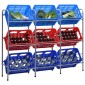 vidaXL Ράφι Αποθήκευσης για 9 Κιβώτια Ασημί 145x33x116 εκ. Ατσάλινο