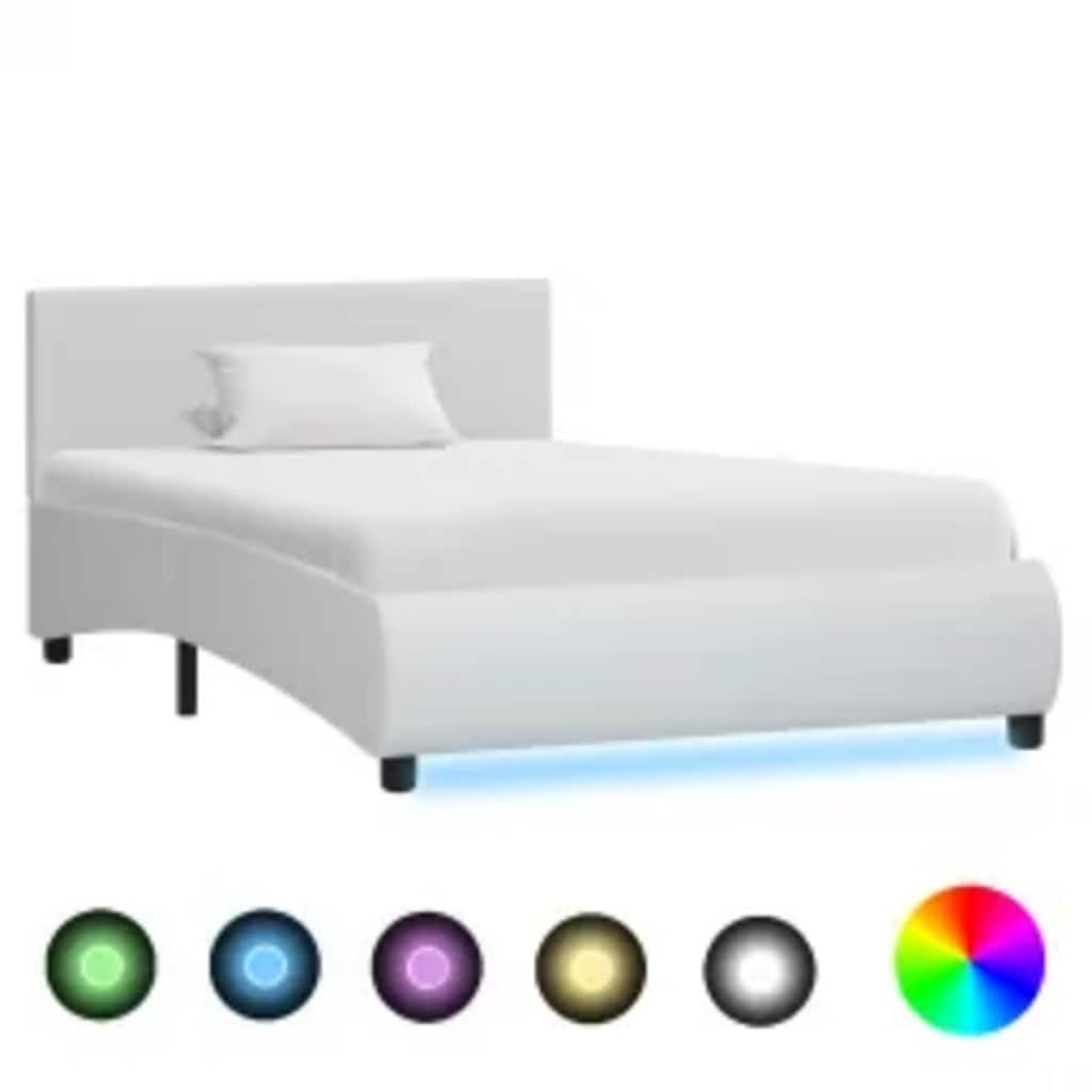 vidaXL Πλαίσιο Κρεβατιού με LED Λευκό 100x200 εκ. Συνθετικό Δέρμα