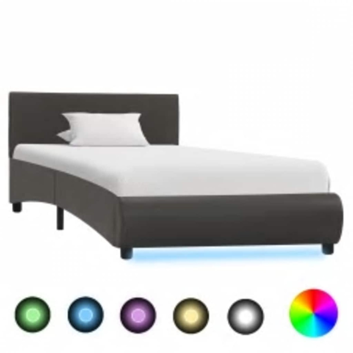 vidaXL Πλαίσιο Κρεβατιού με LED Γκρι 100x200 εκ. Συνθετικό Δέρμα