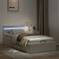 vidaXL Πλαίσιο Κρεβατιού Αποθ. Χώρο/LED Μαύρο 90x200 εκ. Δερματίνη
