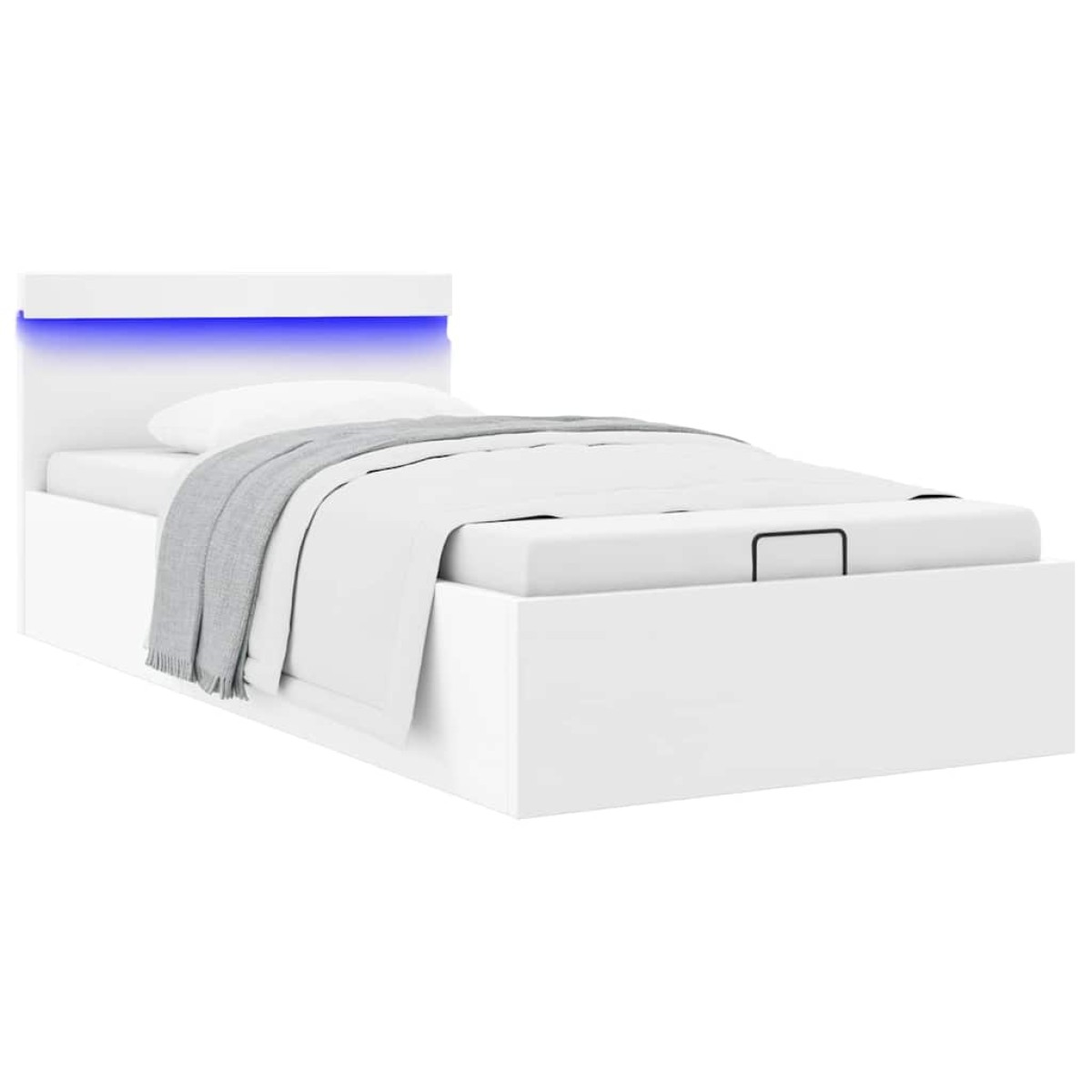 vidaXL Πλαίσιο Κρεβατιού Αποθ. Χώρο/LED Μαύρο 100x200 εκ. Δερματίνη