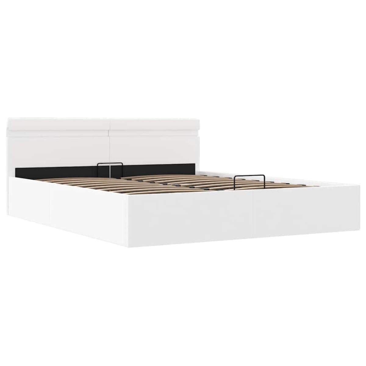 vidaXL Πλαίσιο Κρεβατιού Αποθ. Χώρο/LED Μαύρο 180x200 εκ. Δερματίνη