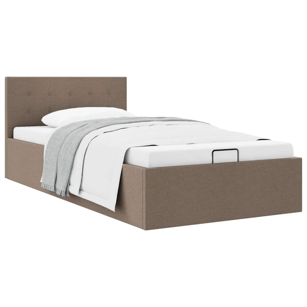 vidaXL Πλαίσιο Κρεβατιού με Αποθηκ. Χώρο Taupe 90x200 εκ. Υφασμάτινο