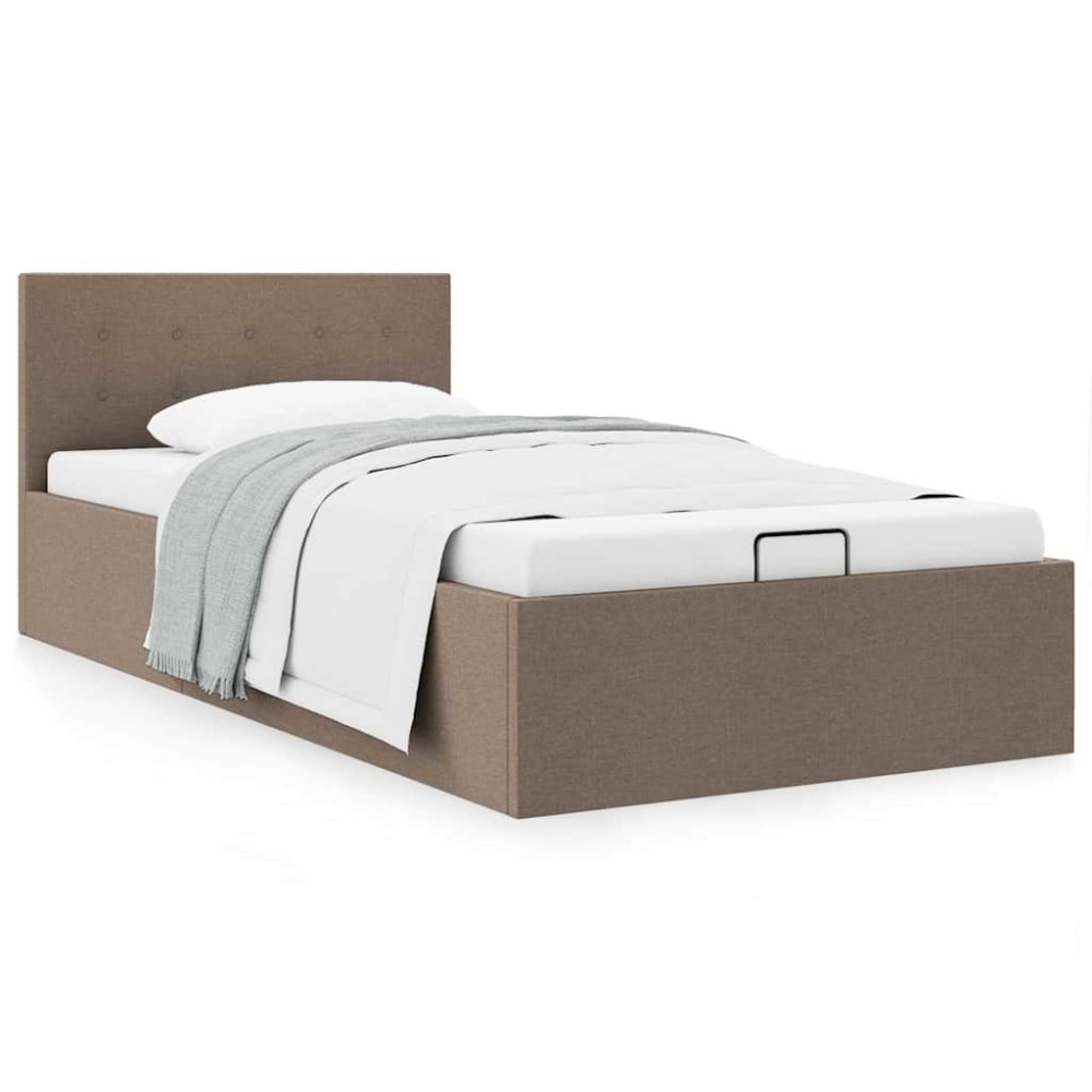 vidaXL Πλαίσιο Κρεβατιού με Αποθηκ. Χώρο Taupe 90x200 εκ. Υφασμάτινο