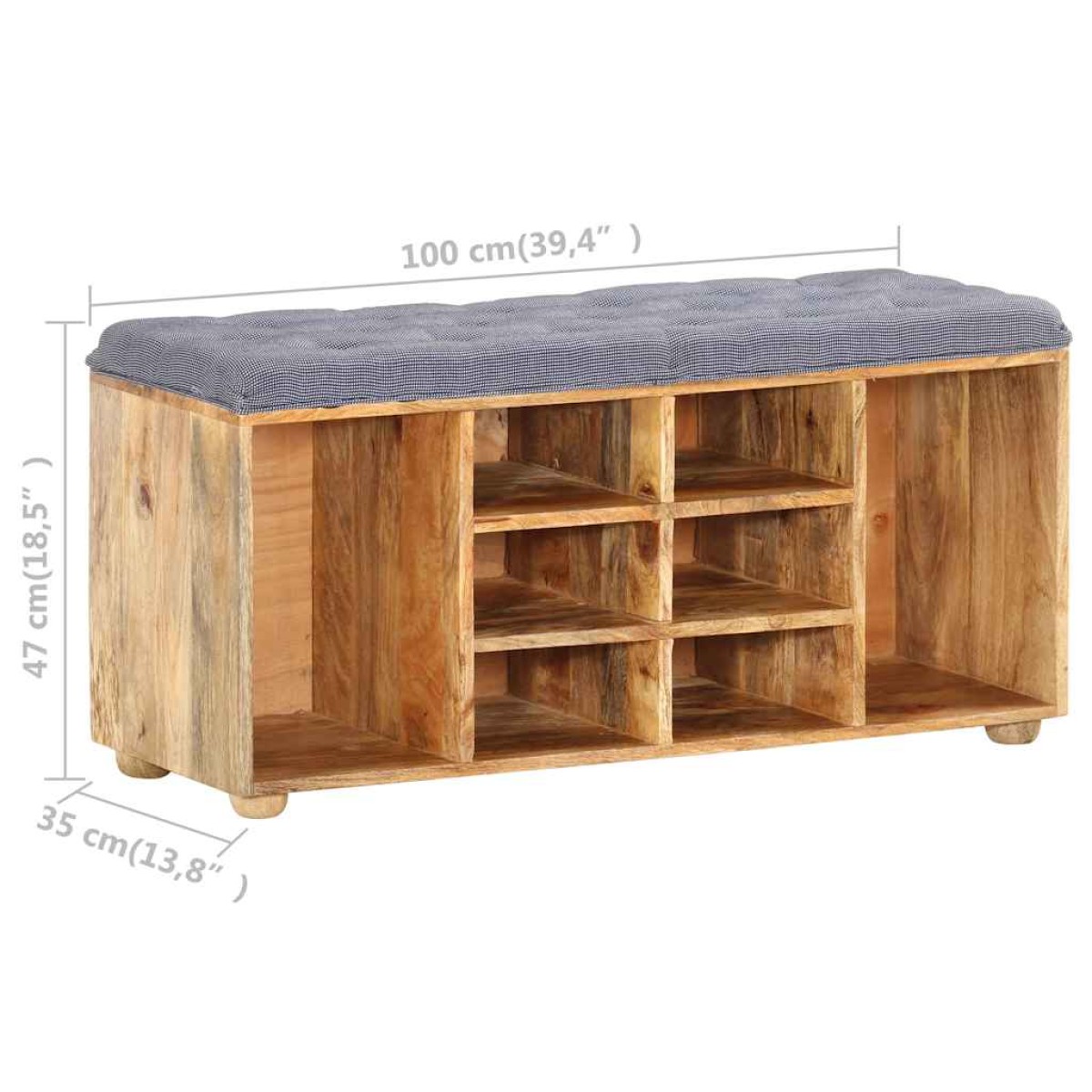 vidaXL Πάγκος Χολ 100 x 35 x 47 εκ. από Μασίφ Ξύλο Μάνγκο