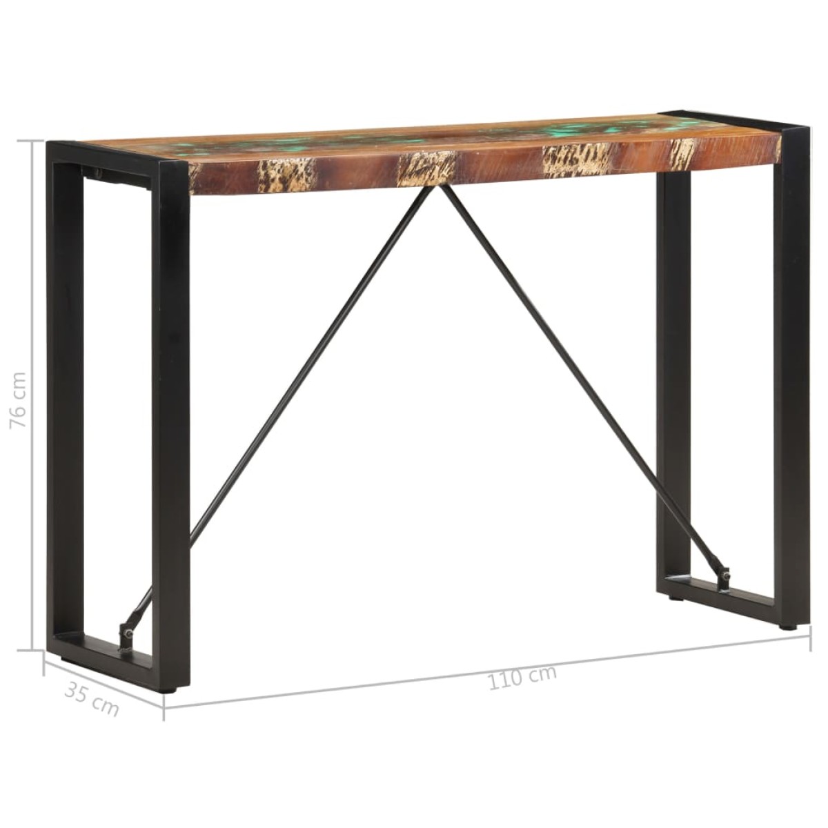 vidaXL Κονσόλα Τραπέζι 110 x 35 x 76 εκ. από Μασίφ Ανακυκλωμένο Ξύλο