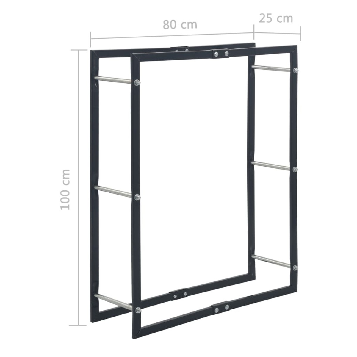 vidaXL Ράφι Καυσόξυλων Μαύρο 80 x 25 x 100 εκ. Ατσάλινο