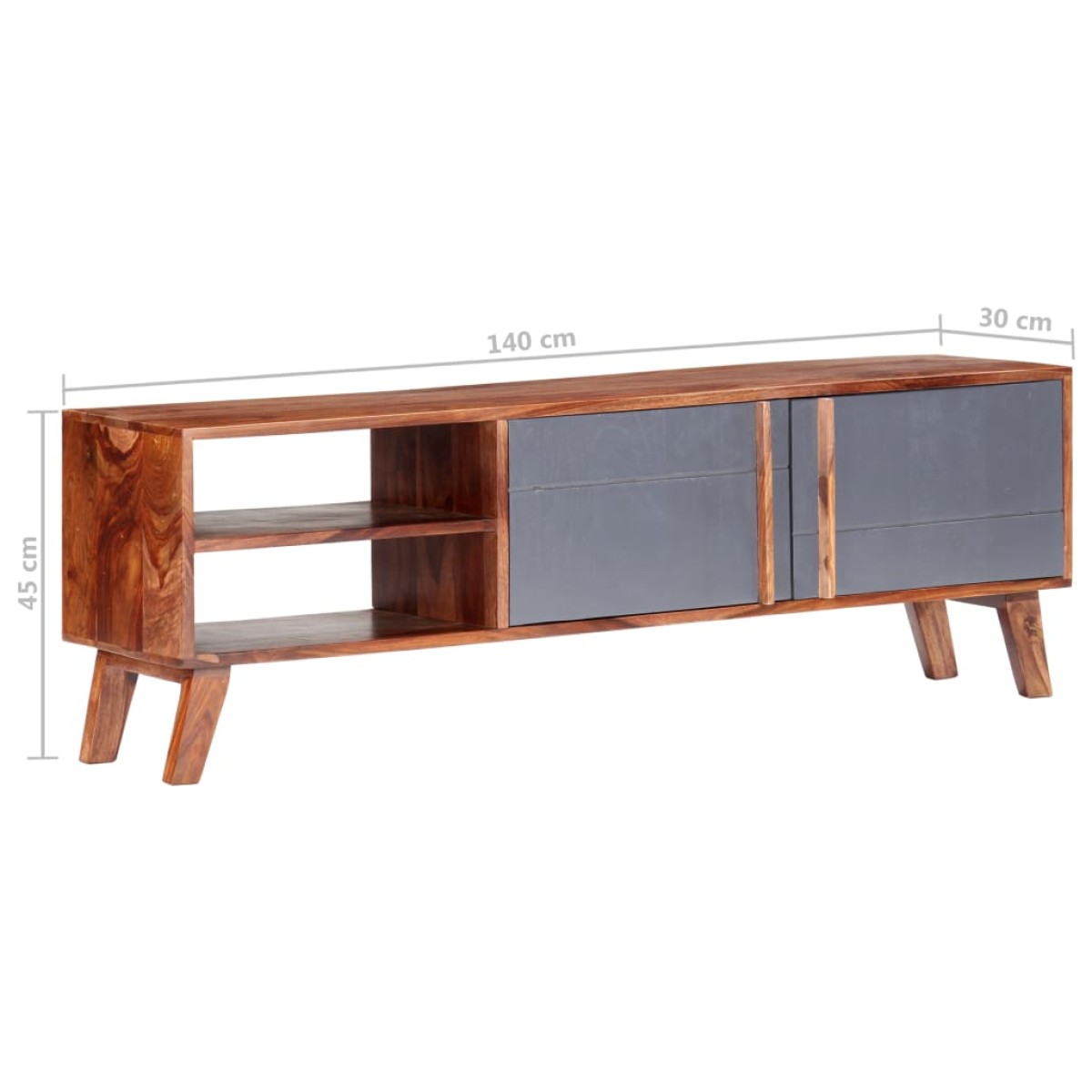 vidaXL Έπιπλο Τηλεόρασης Γκρι 140x30x45 εκ. από Μασίφ Ξύλο Sheesham