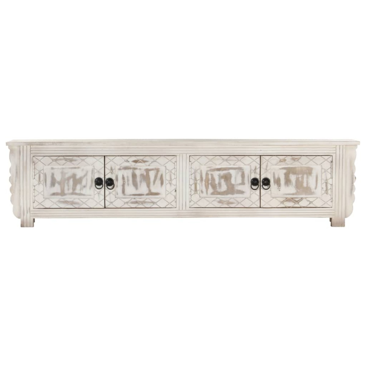 vidaXL Έπιπλο Τηλεόρασης Λευκό 140 x 30 x 35 εκ. από Μασίφ Ξύλο Μάνγκο