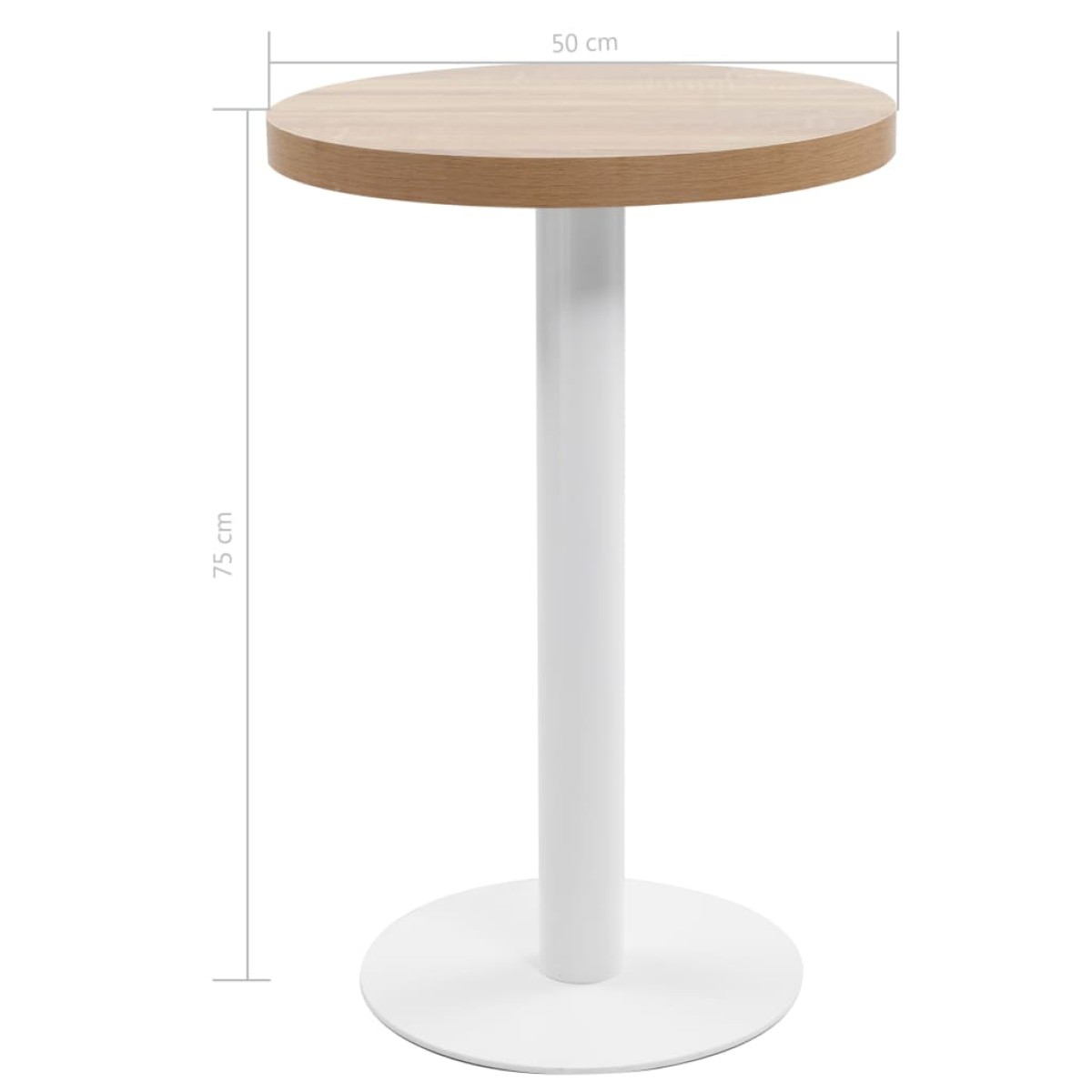 vidaXL Τραπέζι Bistro Ανοιχτό Καφέ 50 εκ. από MDF