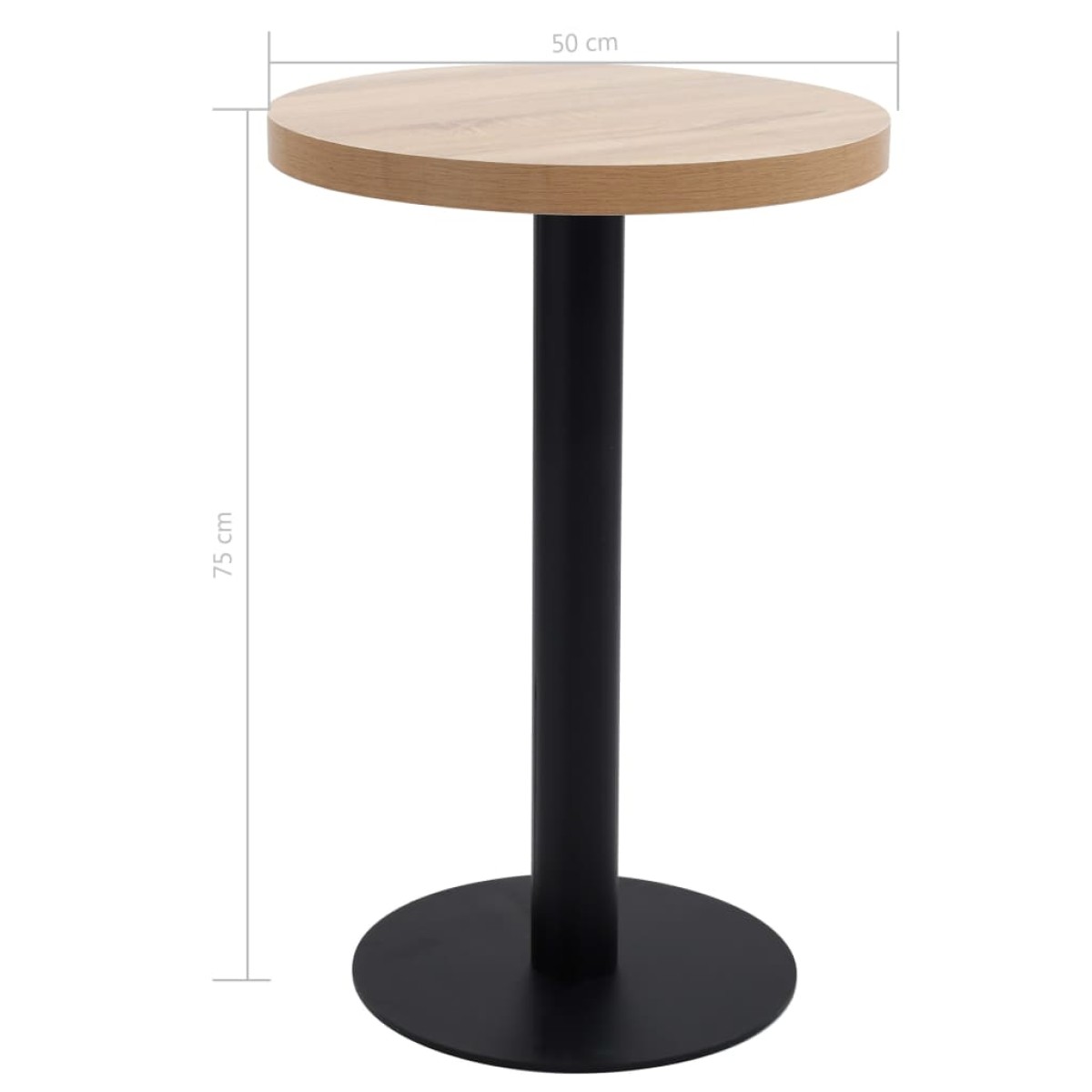 vidaXL Τραπέζι Bistro Ανοιχτό Καφέ 50 εκ. από MDF