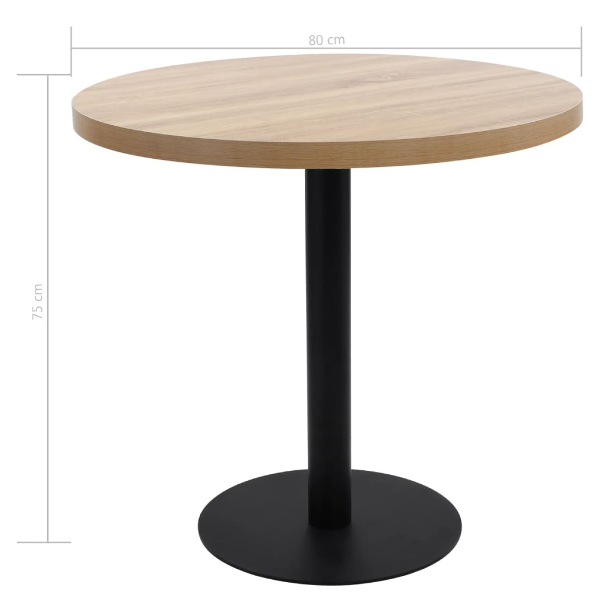 vidaXL Τραπέζι Bistro Ανοιχτό Καφέ 80 εκ. από MDF