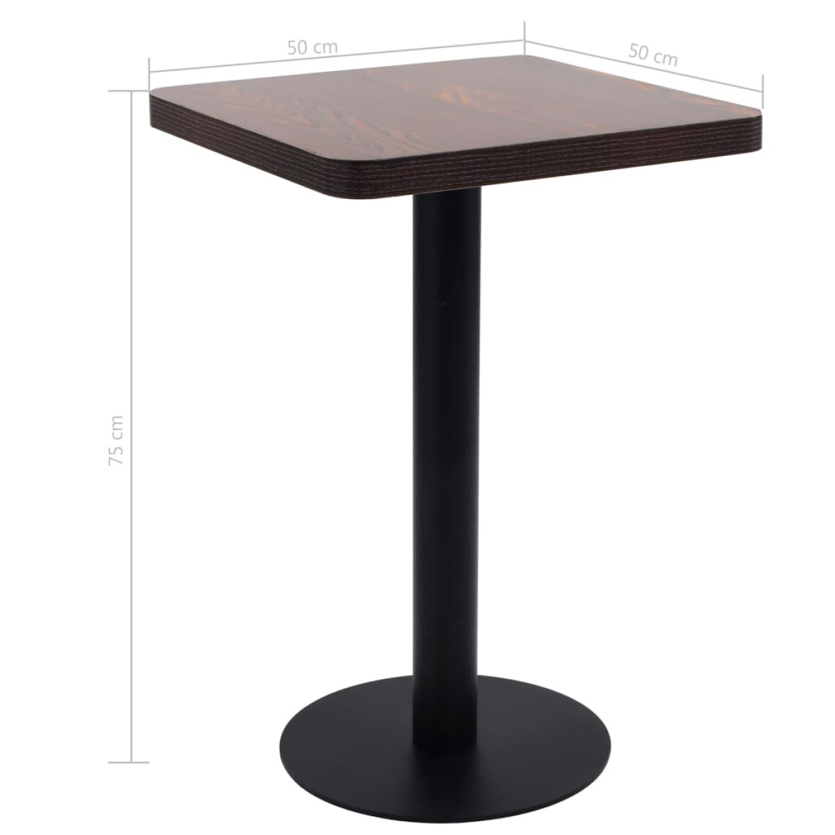 vidaXL Τραπέζι Bistro Σκούρο Καφέ 50 x 50 εκ. από MDF