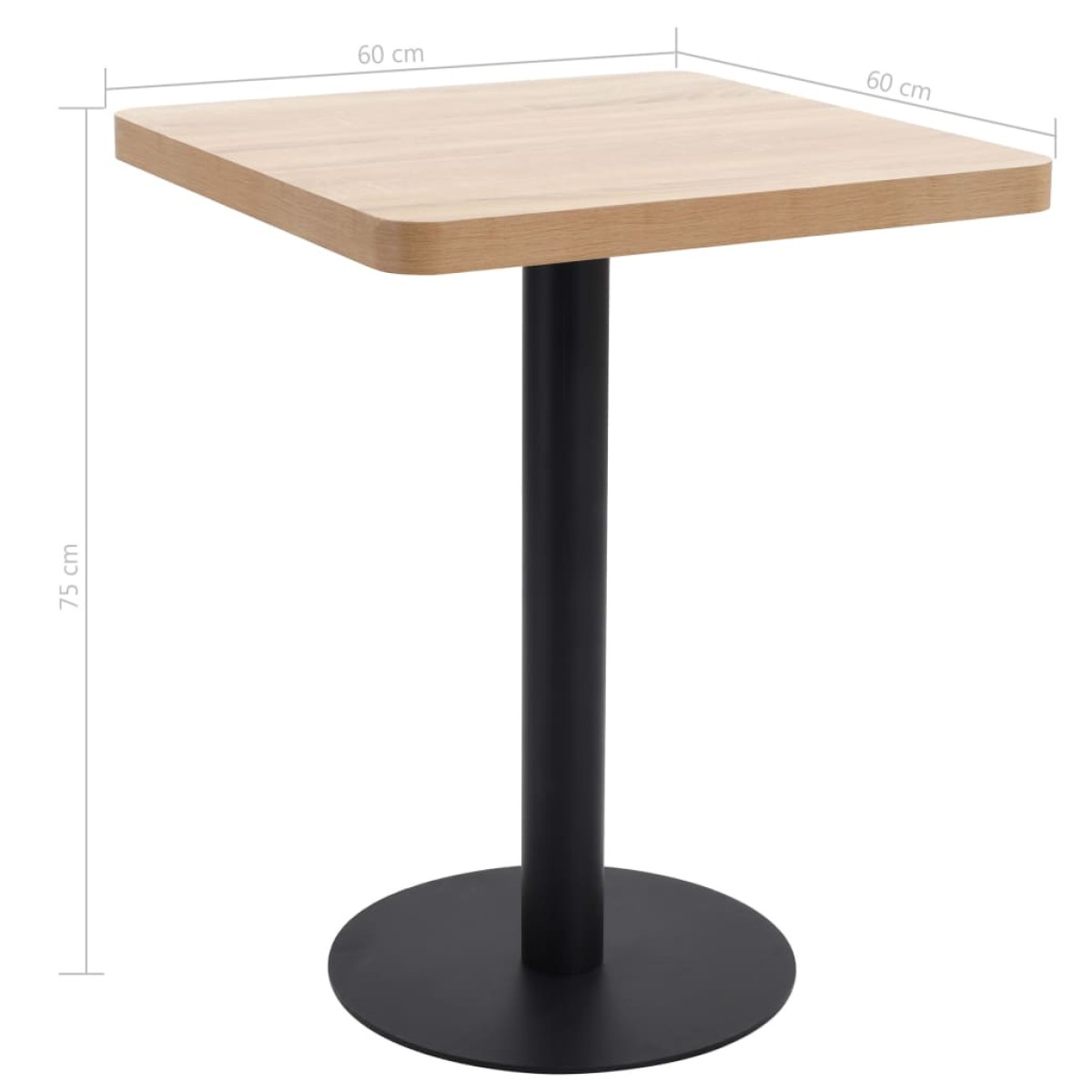 vidaXL Τραπέζι Bistro Ανοιχτό Καφέ 60 x 60 εκ. από MDF