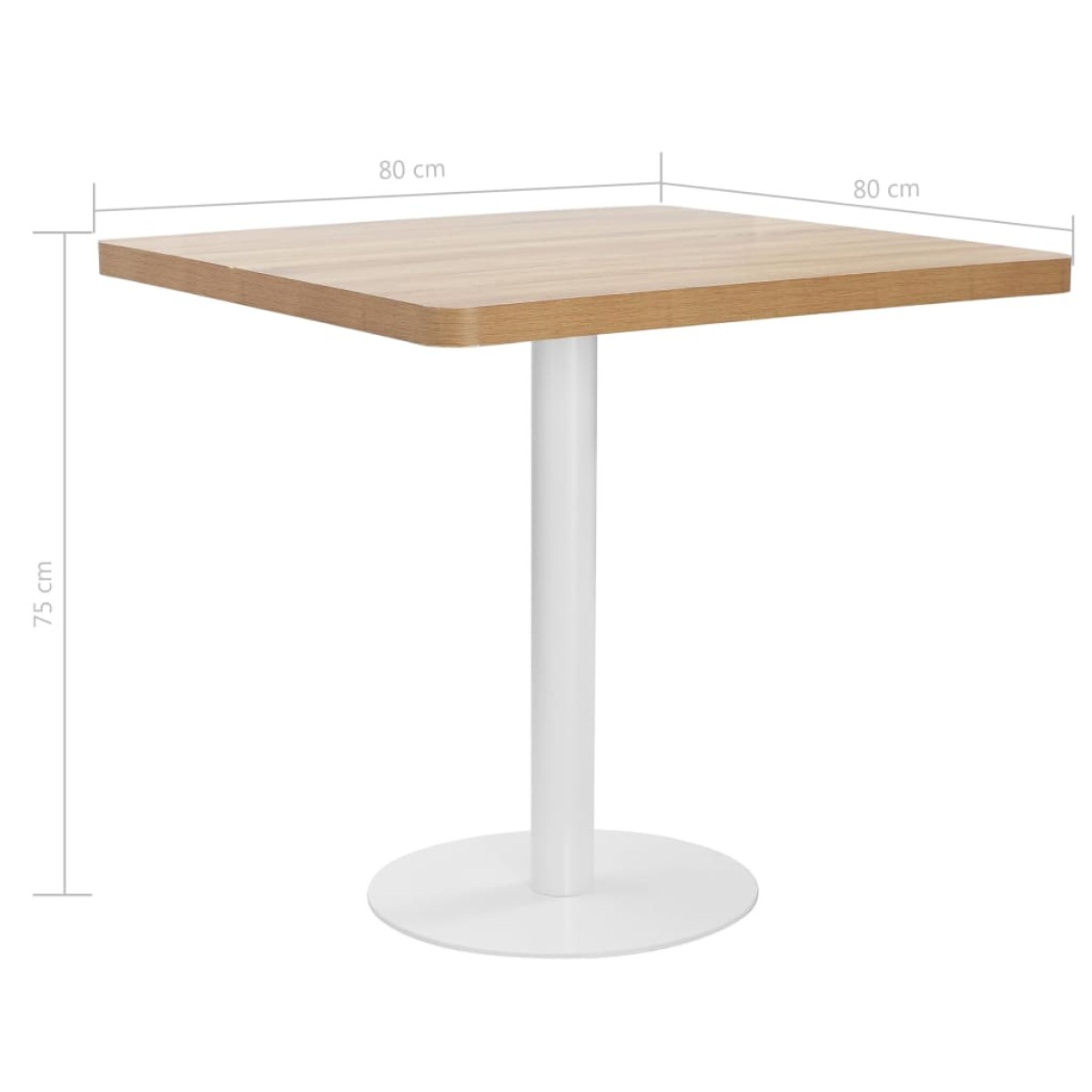 vidaXL Τραπέζι Bistro Ανοιχτό Καφέ 80 x 80 εκ. από MDF