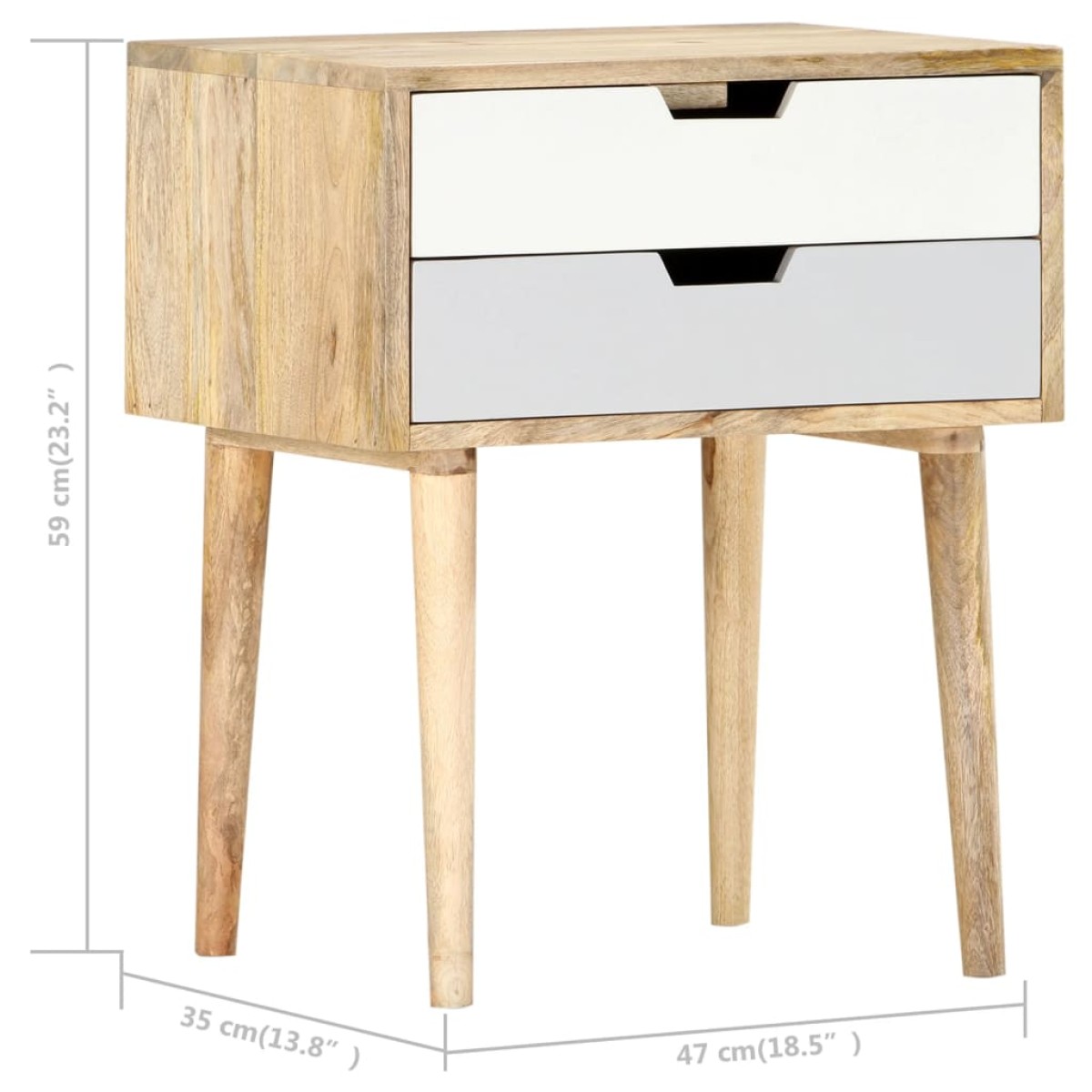 vidaXL Κομοδίνο 47 x 35 x 59 εκ. από Μασίφ Ξύλο Μάνγκο