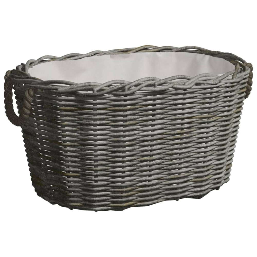 vidaXL Καλάθι Καυσόξυλων με Λαβές Μεταφοράς 59x42x28 εκ. Γκρι Ιτιά