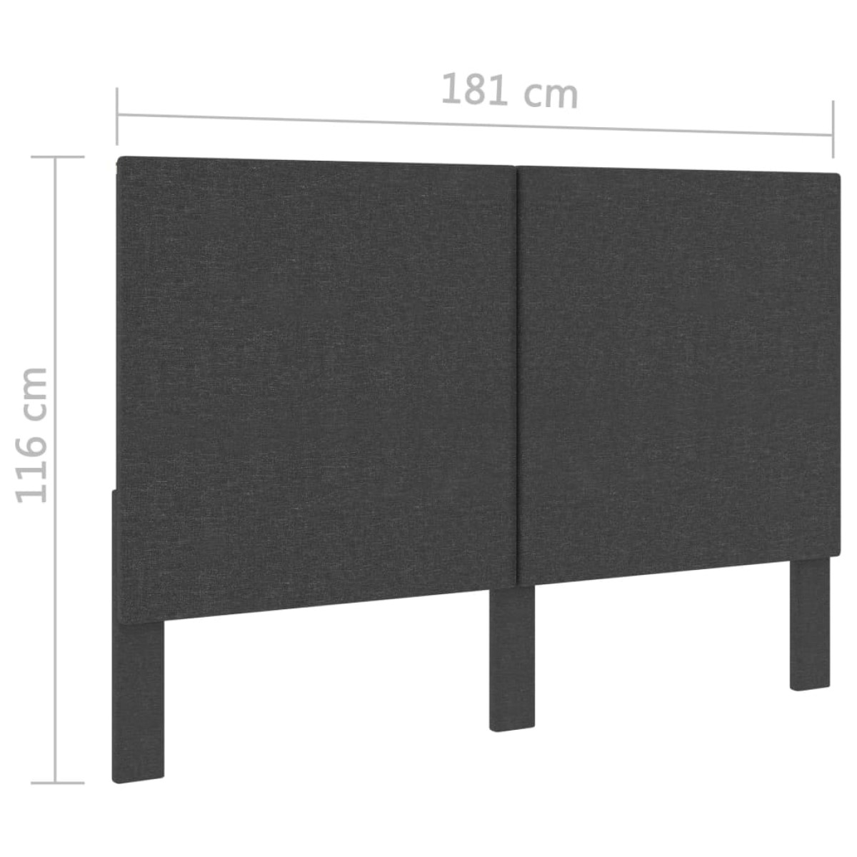 vidaXL Κεφαλάρι Σκούρο Γκρι 180 x 200 εκ. Υφασμάτινο