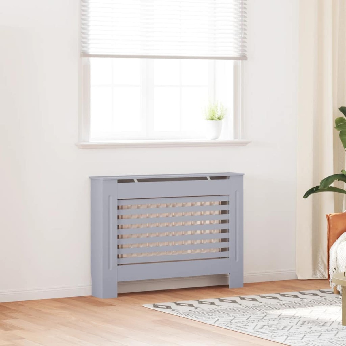 vidaXL Κάλυμμα Καλοριφέρ Ανθρακί 112 x 19 x 81 εκ. από MDF