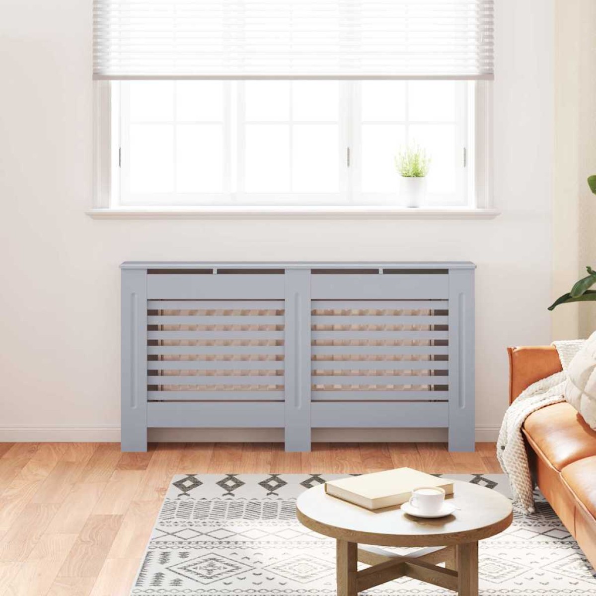 vidaXL Κάλυμμα Καλοριφέρ Ανθρακί 152 x 19 x 81 εκ. από MDF