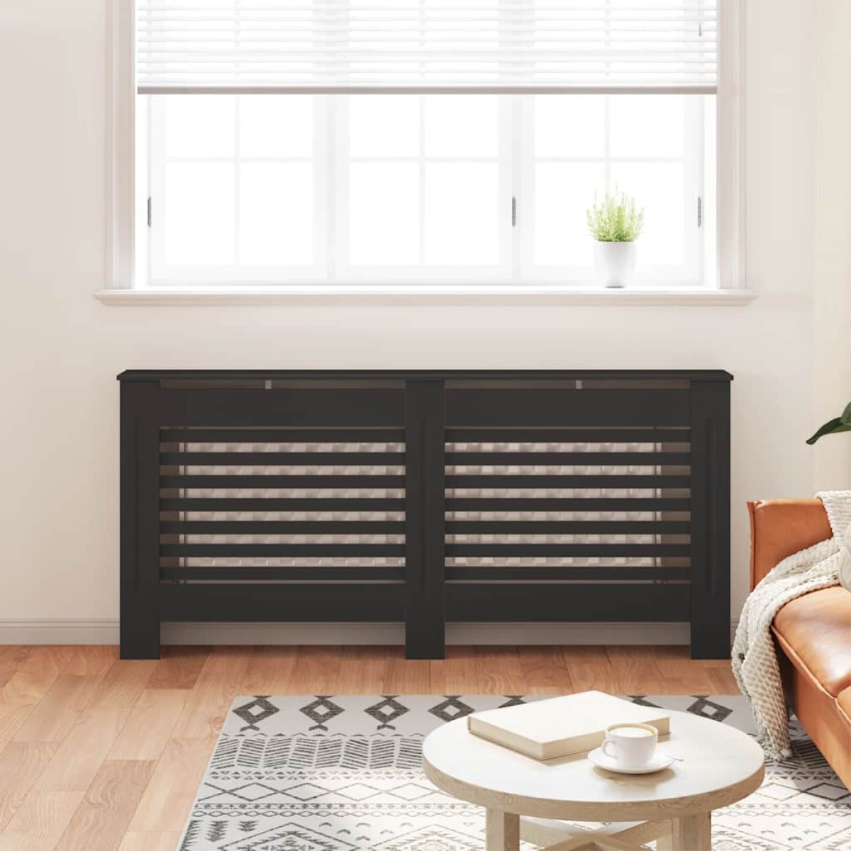 vidaXL Κάλυμμα Καλοριφέρ Μαύρο 172 x 19 x 81 εκ. από MDF