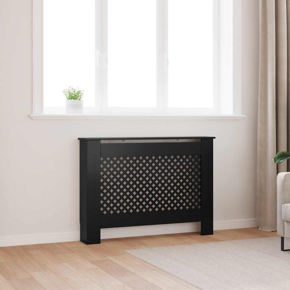 vidaXL Κάλυμμα Καλοριφέρ Μαύρο 112 x 19 x 81 εκ. από MDF