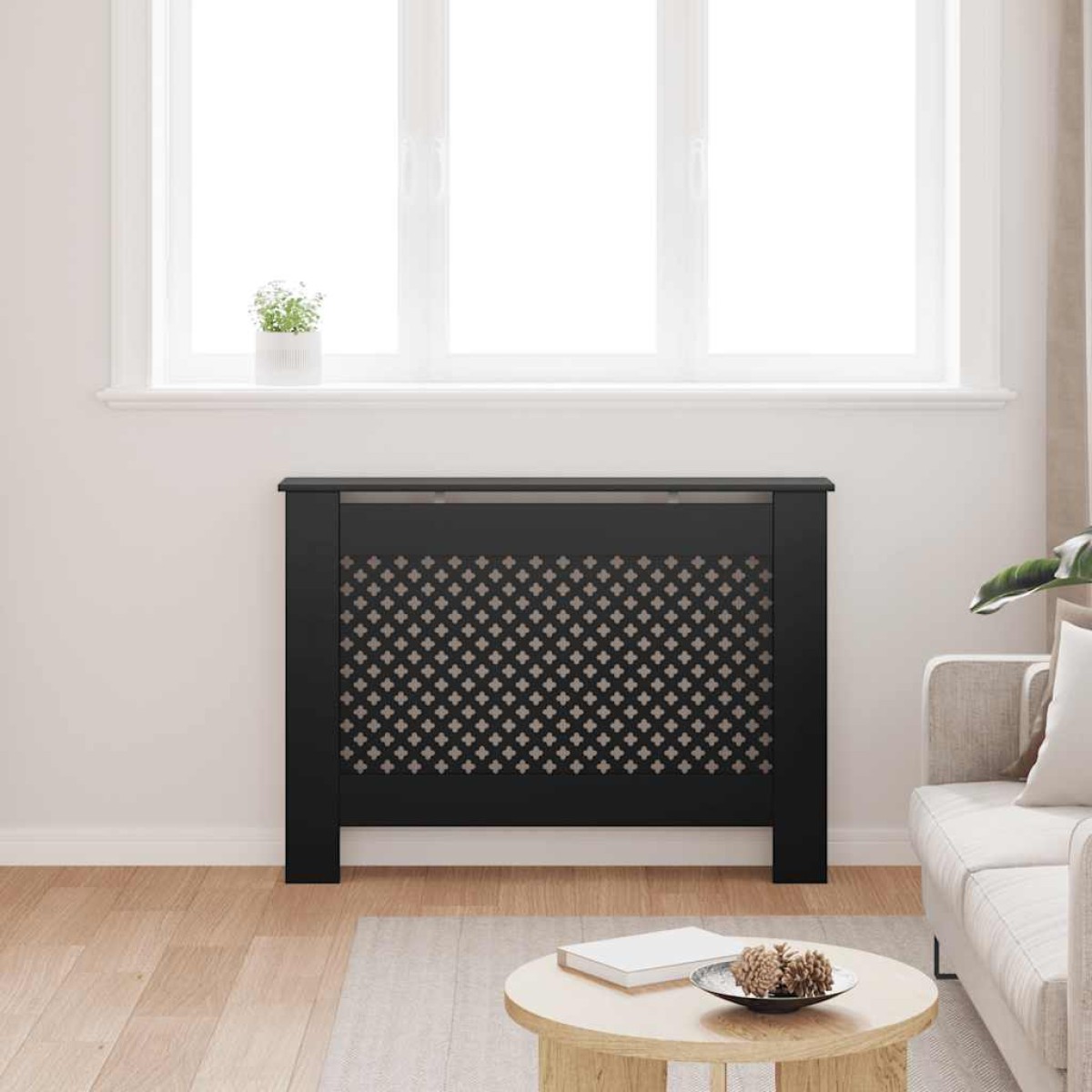 vidaXL Κάλυμμα Καλοριφέρ Μαύρο 112 x 19 x 81 εκ. από MDF