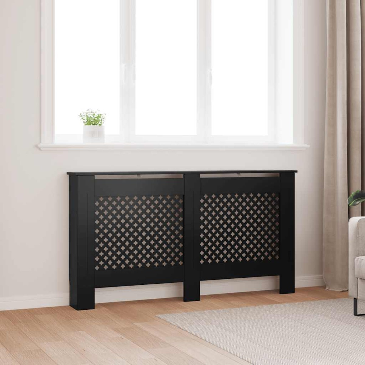 vidaXL Κάλυμμα Καλοριφέρ Μαύρο 152 x 19 x 81 εκ. από MDF