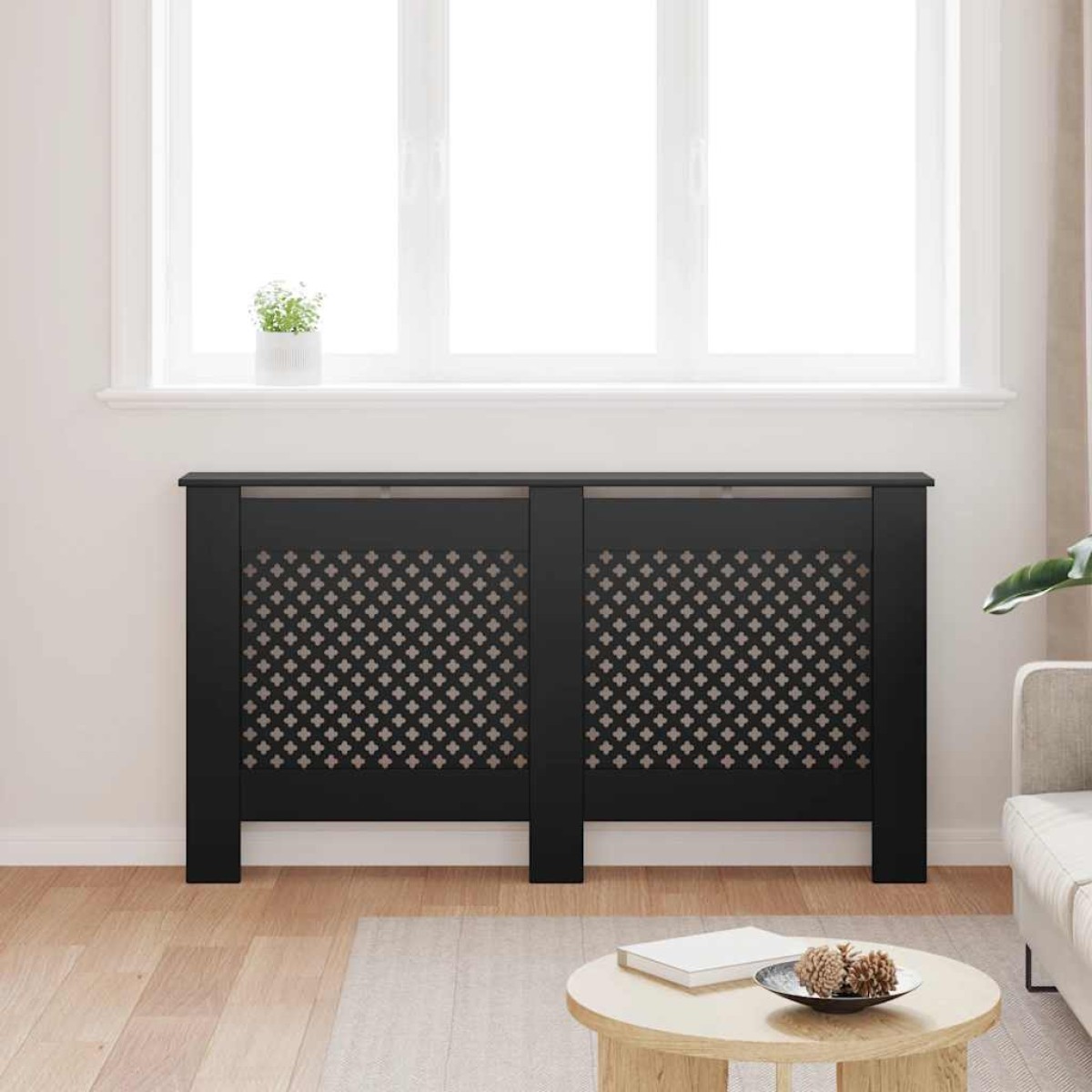 vidaXL Κάλυμμα Καλοριφέρ Μαύρο 152 x 19 x 81 εκ. από MDF