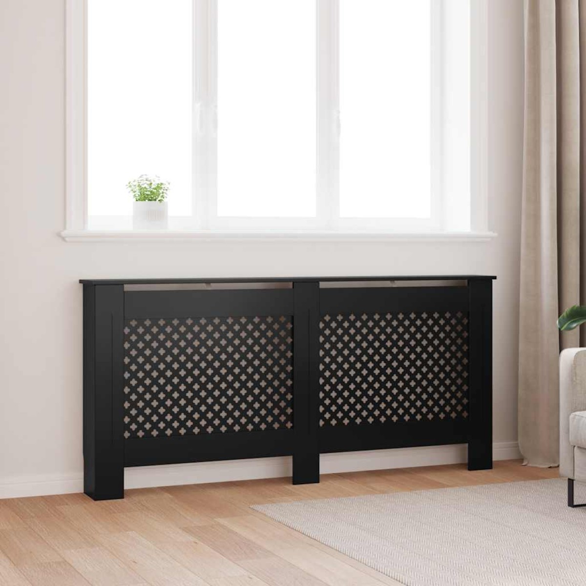 vidaXL Κάλυμμα Καλοριφέρ Μαύρο 172 x 19 x 81 εκ. από MDF